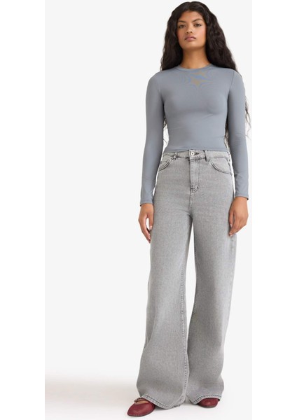 Fitted Bisiklet Yaka Uzun Kollu Tişört D0199AX25AU