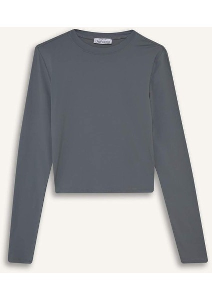 Fitted Bisiklet Yaka Uzun Kollu Tişört D0199AX25AU