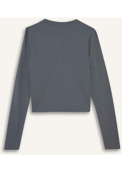 Fitted Bisiklet Yaka Uzun Kollu Tişört D0199AX25AU