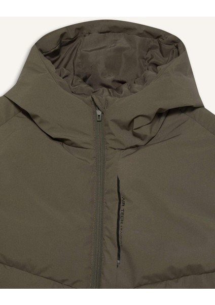 Fit Su İtici Rüzgar Geçirmez Regular Fit Kapüşonlu Fermuarlı Cepli Şişme Yelek