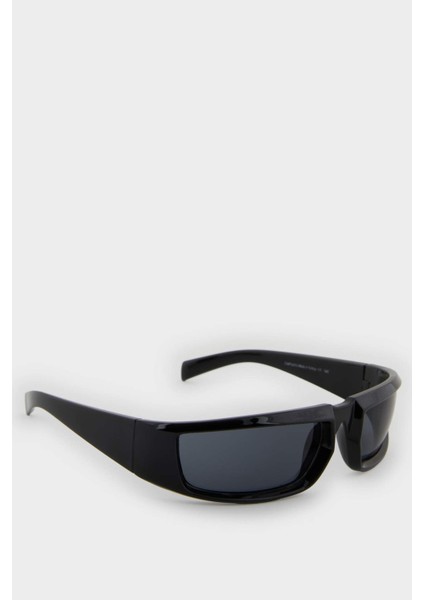 Kadın Oval Siyah Plastik Çerçeve Siyah Cam UV Güneş Gözlüğü F0598AXNS