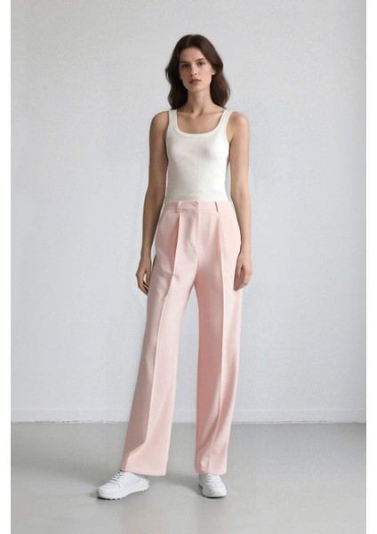 Afra x DeFacto Wide Leg Krep Kumaş Pantolon Cepli Yüksek Bel Uzun Boy Geniş Paça F0083AX25SM