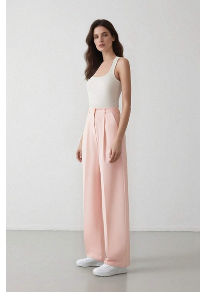 Afra x DeFacto Wide Leg Krep Kumaş Pantolon Cepli Yüksek Bel Uzun Boy Geniş Paça F0083AX25SM