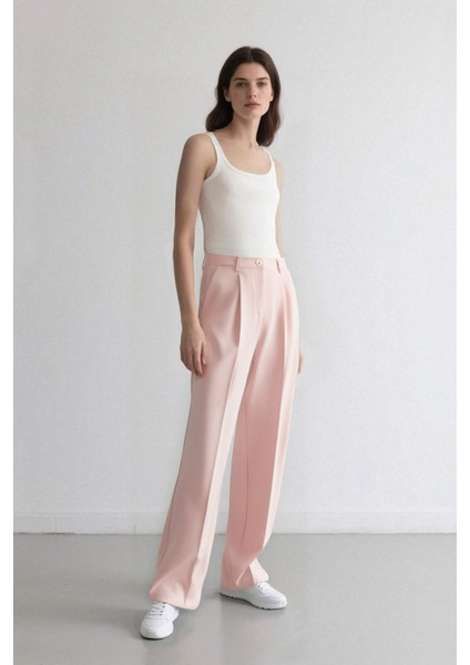 Afra x DeFacto Wide Leg Krep Kumaş Pantolon Cepli Yüksek Bel Uzun Boy Geniş Paça F0083AX25SM