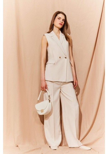 Wide Leg Tensel Kumaş Palazzo Pantolon Cepli Yüksek Bel Uzun Geniş Paça E8502AX25SM