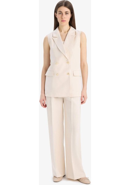 Wide Leg Tensel Kumaş Palazzo Pantolon Cepli Yüksek Bel Uzun Geniş Paça E8502AX25SM