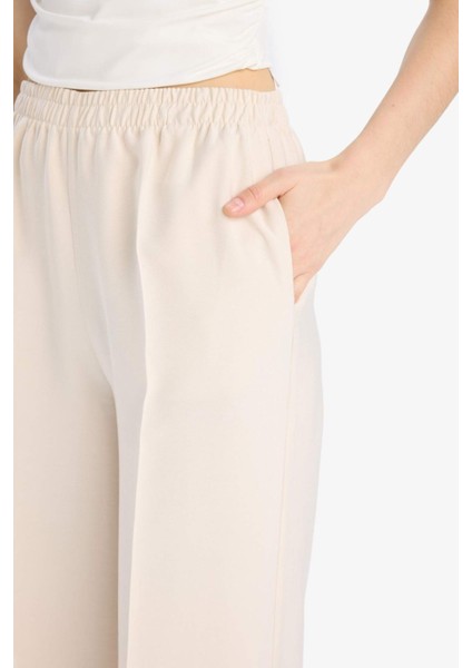 Wide Leg Tensel Kumaş Palazzo Pantolon Cepli Yüksek Bel Uzun Geniş Paça E8502AX25SM