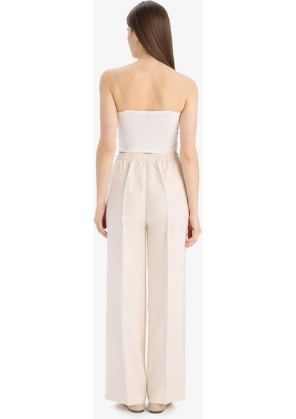 Wide Leg Tensel Kumaş Palazzo Pantolon Cepli Yüksek Bel Uzun Geniş Paça E8502AX25SM