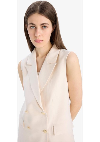 Regular Fit Ceket Yaka Tensel Blazer Yelek E8487AX25SM