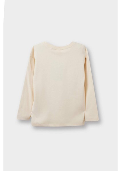 Kız Bebek Bisiklet Yaka Kalp Desenli 2'li Uzun Kollu Tişört E9012A525AU