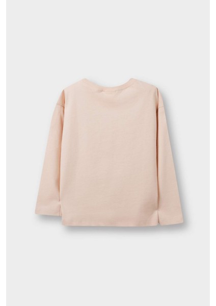 Kız Bebek Bisiklet Yaka Kalp Desenli 2'li Uzun Kollu Tişört E9012A525AU