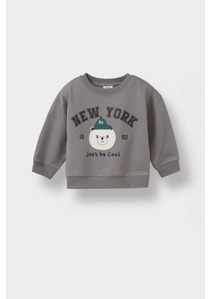 Erkek Bebek 2'li Takım Baskılı Sweatshirt Eşofman Altı E8994A525AU