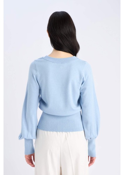 Regular Fit Bisiklet Yaka Basic Düz Triko Kazak F0542AX24CW