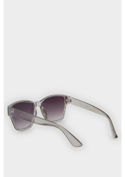 Kadın Oval Beyaz Transparan Çerçeve Siyah Cam UV Güneş Gözlüğü F0616AXNS