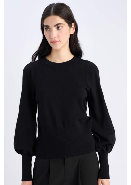 Regular Fit Bisiklet Yaka Basic Düz Triko Kazak F0542AX24CW