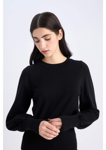 Regular Fit Bisiklet Yaka Basic Düz Triko Kazak F0542AX24CW