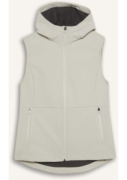 Fit Su Geçirmez Slim Fit Dar Kesim Kapüşonlu Fermuarlı Sporcu Softshell Yelek D6083AX25AU