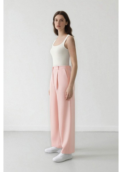 Afra x DeFacto Wide Leg Krep Kumaş Pantolon Cepli Yüksek Bel Uzun Boy Geniş Paça F0083AX25SM