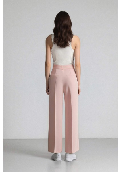 Afra x DeFacto Wide Leg Krep Kumaş Pantolon Cepli Yüksek Bel Uzun Boy Geniş Paça F0083AX25SM