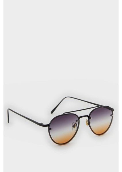 Kadın Siyah Metal Çerçeve Degrade Cam Pilot UV Güneş Gözlüğü F0600AXNS