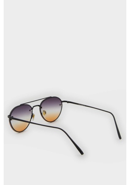 Kadın Siyah Metal Çerçeve Degrade Cam Pilot UV Güneş Gözlüğü F0600AXNS