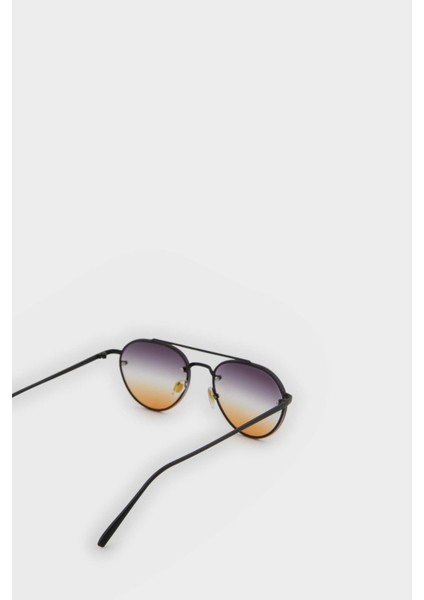 Kadın Siyah Metal Çerçeve Degrade Cam Pilot UV Güneş Gözlüğü F0600AXNS