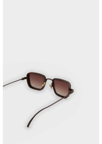 Kadın Kare Siyah Metal Çerçeve Siyah Cam UV Güneş Gözlüğü F0613AXNS