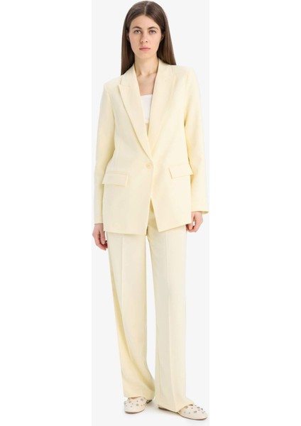 Wide Leg Krep Kumaş Palazzo Pantolon Cepli Yüksek Bel Uzun Boy Geniş Paça F0083AX25SM