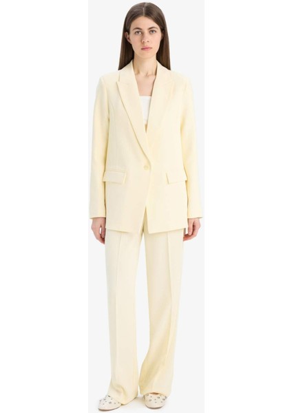 Wide Leg Krep Kumaş Palazzo Pantolon Cepli Yüksek Bel Uzun Boy Geniş Paça F0083AX25SM