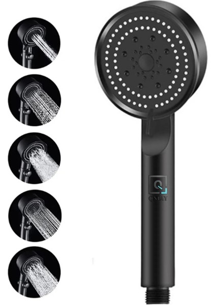 5 Fonksiyonlu Tasarruflu Siyah Turbo Duş Başlığı