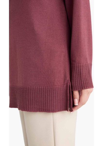 Regular Fit Bisiklet Yaka Basic Düz Triko Kazak Tunik C4474AX25WN