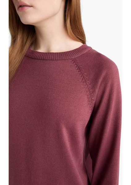 Regular Fit Bisiklet Yaka Basic Düz Triko Kazak Tunik C4474AX25WN