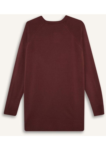 Regular Fit Bisiklet Yaka Basic Düz Triko Kazak Tunik C4474AX25WN