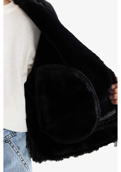 Kız Çocuk Ceket Yaka Suni Kürk Astarlı Mont F0562A825AU