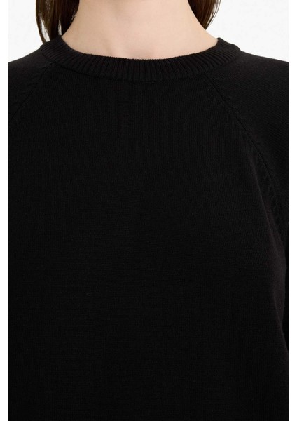 Regular Fit Bisiklet Yaka Basic Düz Triko Kazak Tunik C4474AX25WN