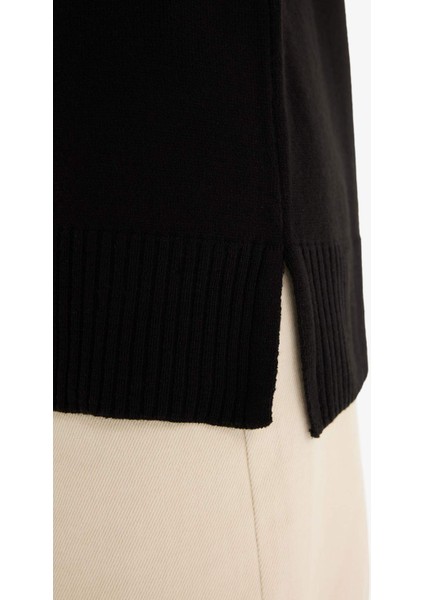 Regular Fit Bisiklet Yaka Basic Düz Triko Kazak Tunik C4474AX25WN