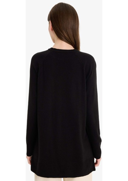 Regular Fit Bisiklet Yaka Basic Düz Triko Kazak Tunik C4474AX25WN