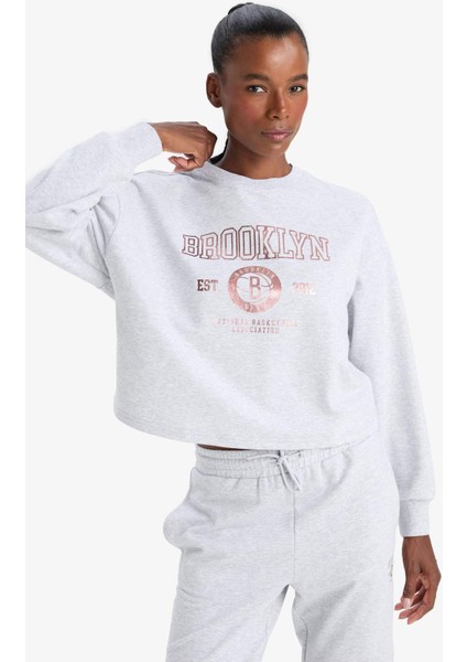 NBA Brooklyn Nets Bisiklet Yaka Sporcu Sweatshirt E8863AX25AU