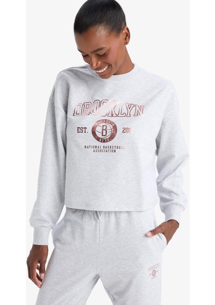 NBA Brooklyn Nets Bisiklet Yaka Sporcu Sweatshirt E8863AX25AU