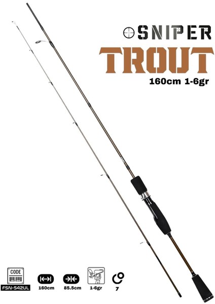 Sniper Trout 160CM 1-6gr Trout Kamışı Brown
