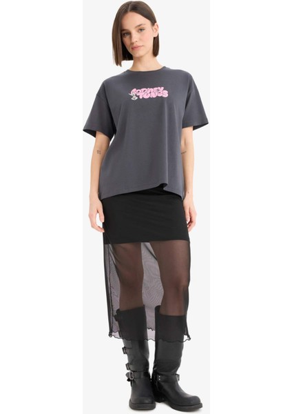 Looney Tunes Oversize Geniş Kalıp Sırt Baskılı Kısa Kollu Tişört E9847AX25AU