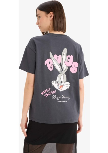Looney Tunes Oversize Geniş Kalıp Sırt Baskılı Kısa Kollu Tişört E9847AX25AU