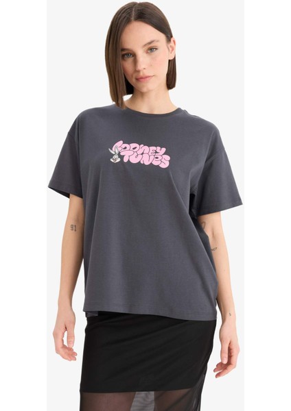 Coool Looney Tunes Oversize Geniş Kalıp Sırt Baskılı Kısa Kollu Tişört E9847AX25AU