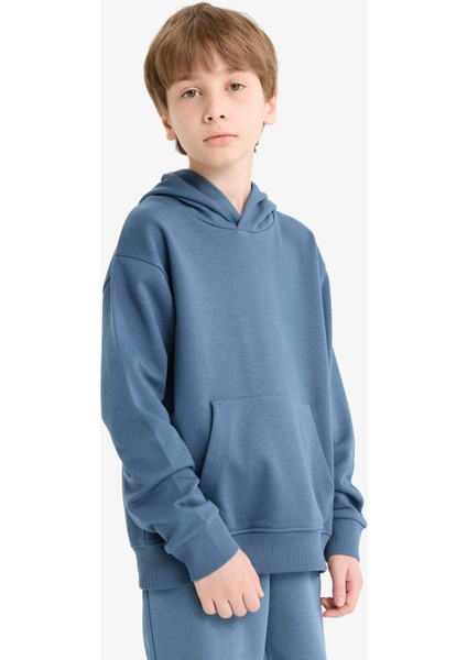 Erkek Çocuk Basic Düz Kapüşonlu Okul Sweatshirt E9558A825AU