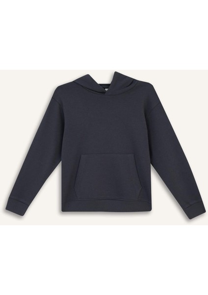 Erkek Çocuk Basic Düz Kapüşonlu Okul Sweatshirt E9558A825AU