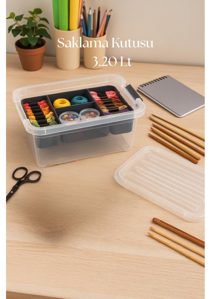 3,20 L Şeffaf Saklama Kutusu & Organizer Düzenleme Kutusu
