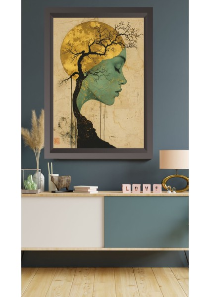 Kadın Silüeti Tablo – 50X70 cm Mdf Uv Baskı Çerçevesiz, Çerçeve Görünümlü Modern Duvar Dekoru