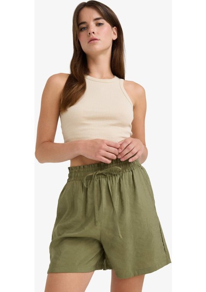 Yüksek Beli Lastikli Düz Paça Şort F0487AX25SM