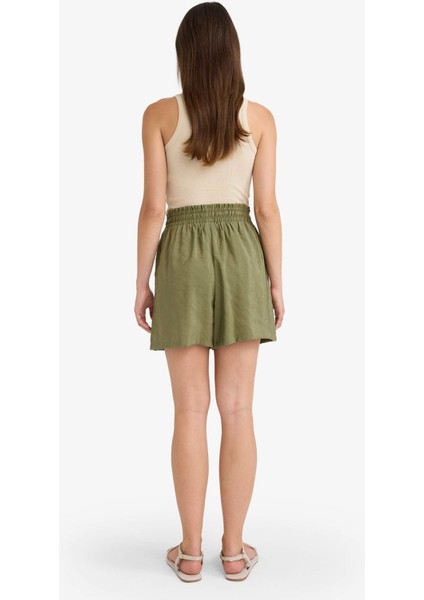 Yüksek Beli Lastikli Düz Paça Şort F0487AX25SM