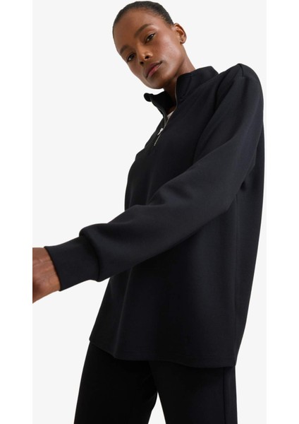 Fit Oversize Geniş Kalıp Yarım Fermuarlı Dik Yaka Modal Sweatshirt D7126AX25AU